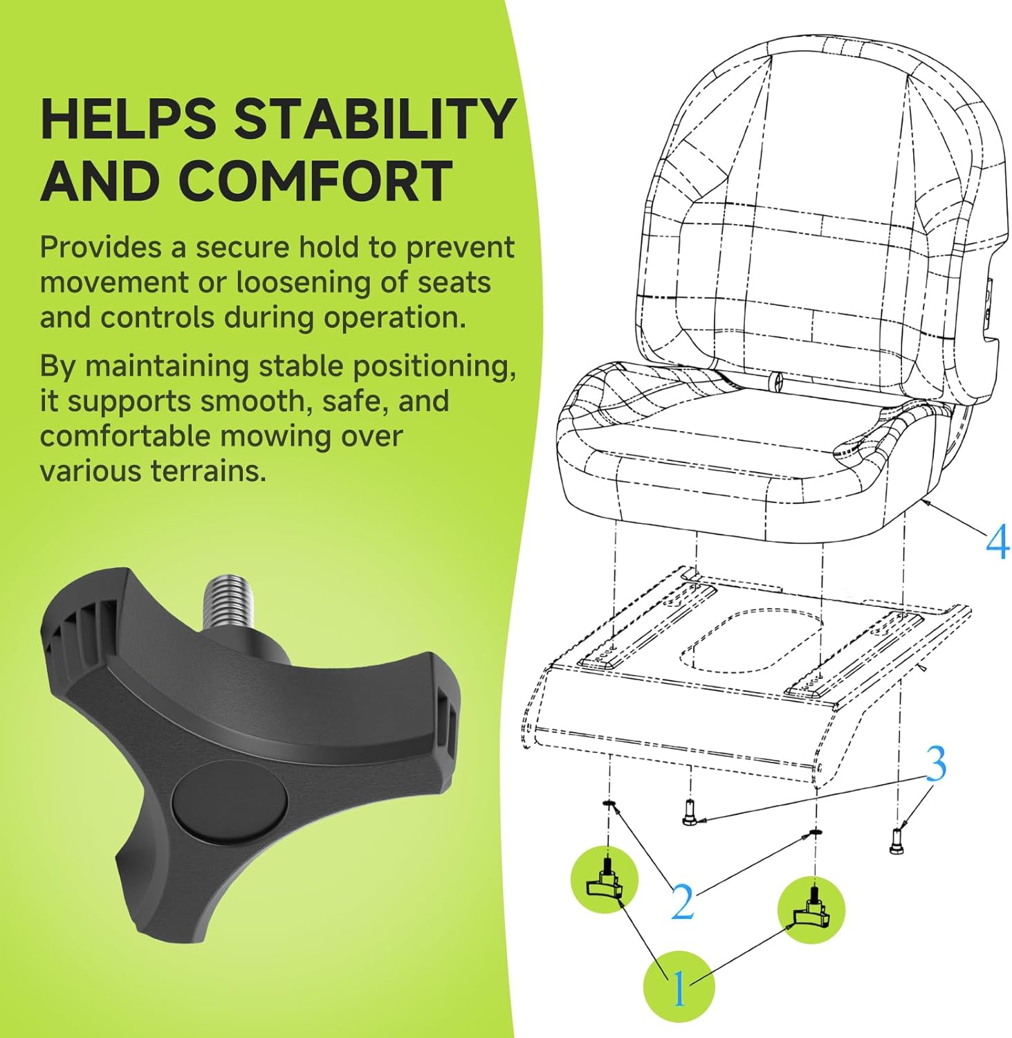 for 720-05381 Seat 3 Prong Knob Replacement Compatible with Cub Cadet Z560 Z54 Z42 ZT1 Z5800 Z5650 Zero Turn Mowers, 2 Pack