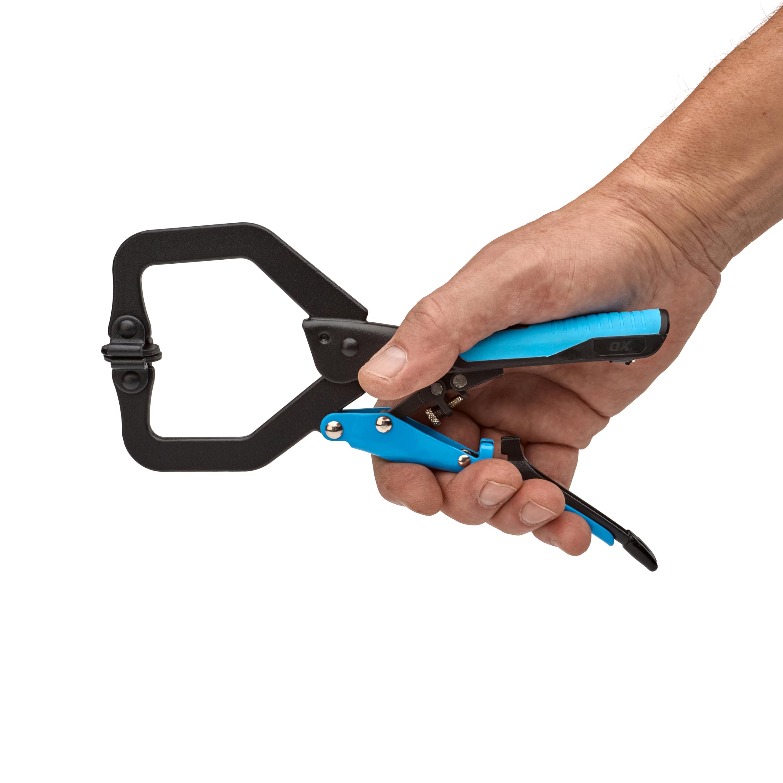 OX Pro Auto Adjust C Clamp with Swivel Pad - 7"/ 178mm, Heavy Duty Steel, Patented Locking Mechanism, TPR Comfort Grip Handle, Perfect for Welding, Wood & Metal Working, OX-P204302
