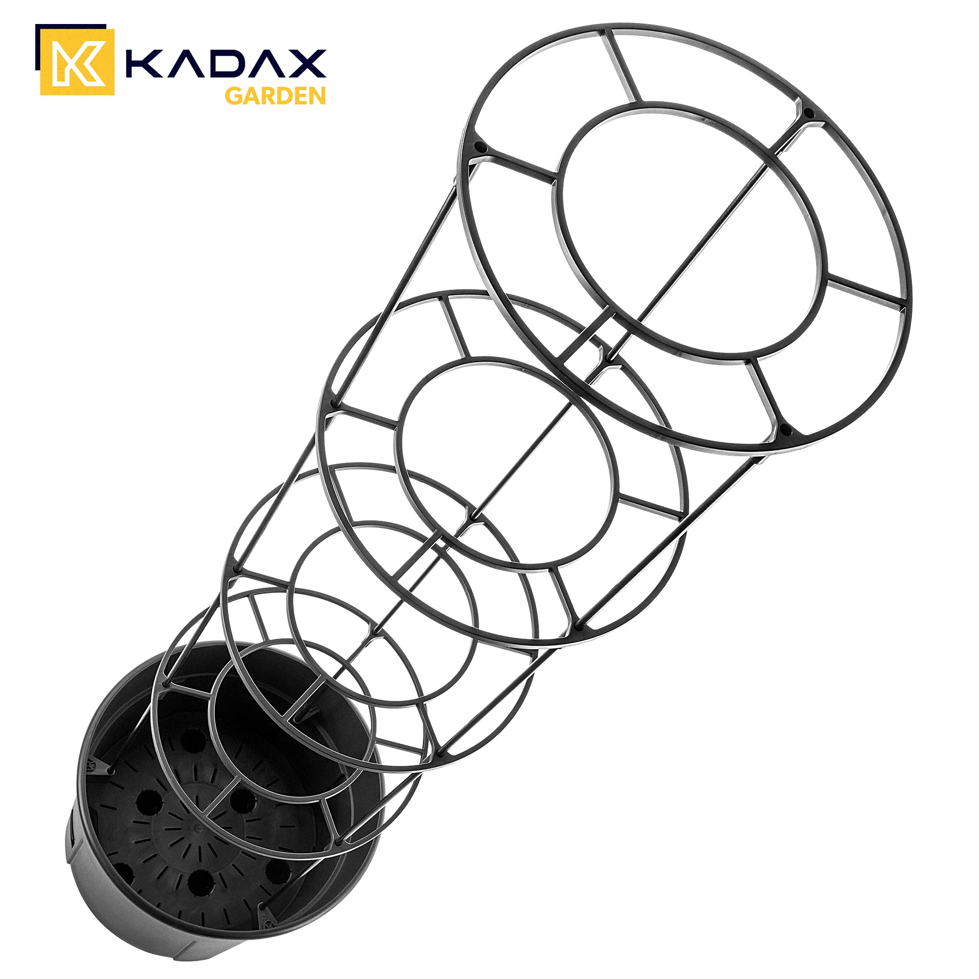KADAX Pot à tomates avec tuteur - Pot de tomates - En plastique avec grille - Pot pour plantes de tomates - Tour de culture - Pot de soutien pour plantes grimpantes - Diamètre : 40 cm - Anthracite