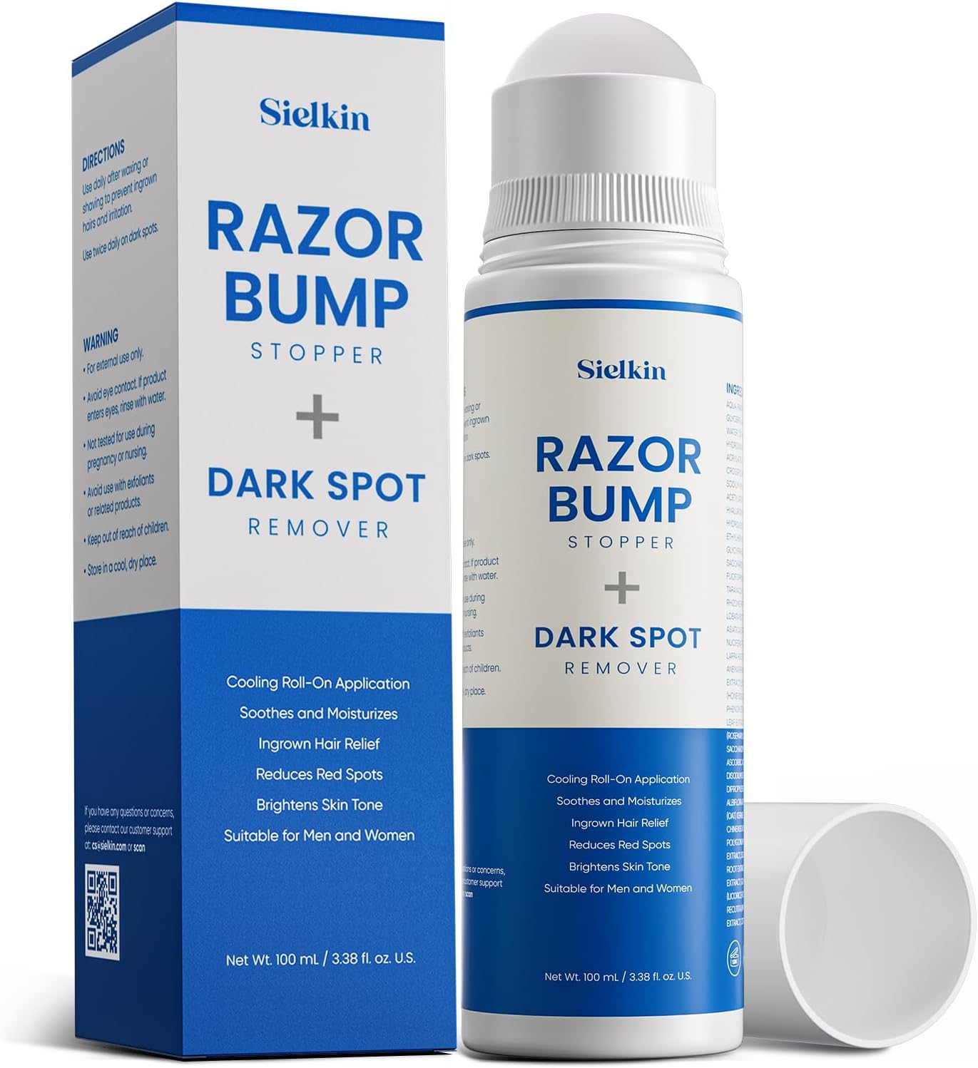 Razor Bump Stopper with Ingrown Hair Treatment: Razor Bumps Treatment for Men and Women, After Shave Solution for Ingrown Hairs and Razor Burns, Roll on Applicator - 3.38 Fl Oz