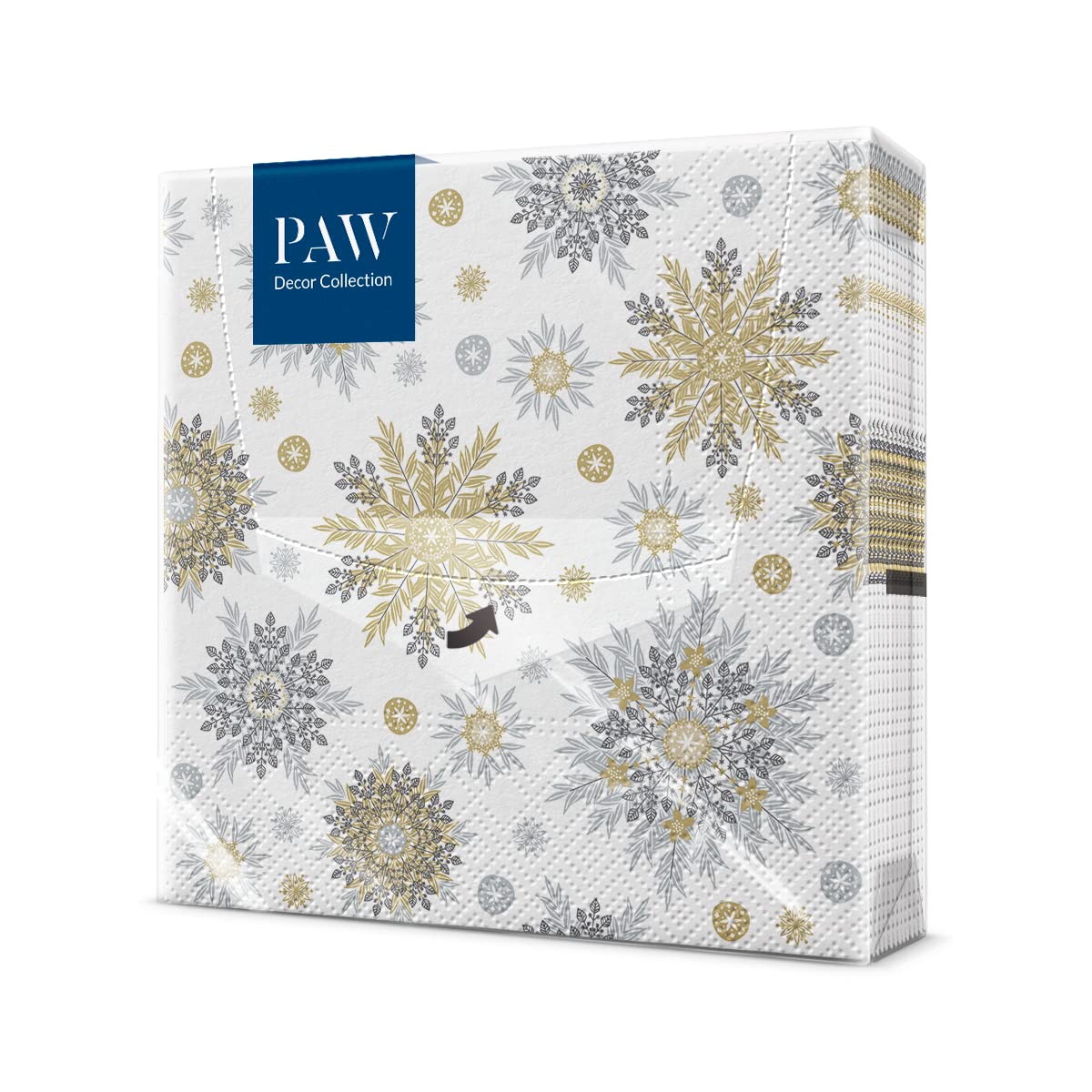 PAW - Serviette Papier - 3 Plis (33 x 33 cm) I Lot de 20 I Serviette de Table Papier avec un Motif de Noël, de Neige et d'étoile