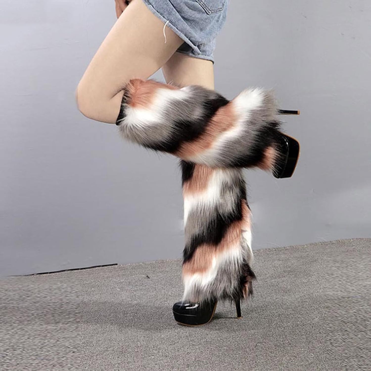 Winter Hat Leg Warmers for Women Soft Plush Multiple Color 2000s Cosplay for Women Warm Winter Accessory Plush Boot Covers