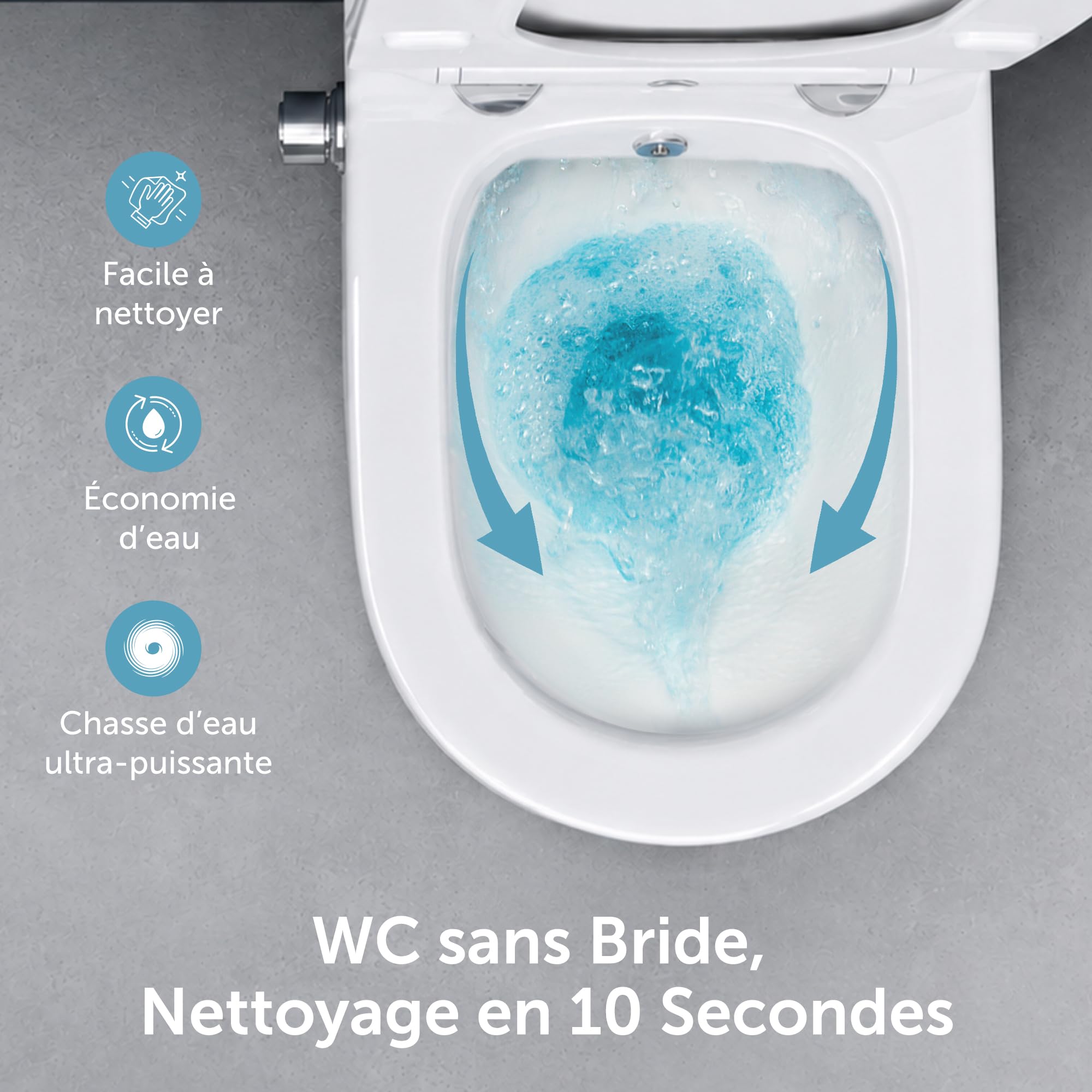doporro WC Suspendu Blanc Cuvette Céramique avec Fonction de Bidet | Abattant Silencieux, avec Frein de Chute, Aachen601