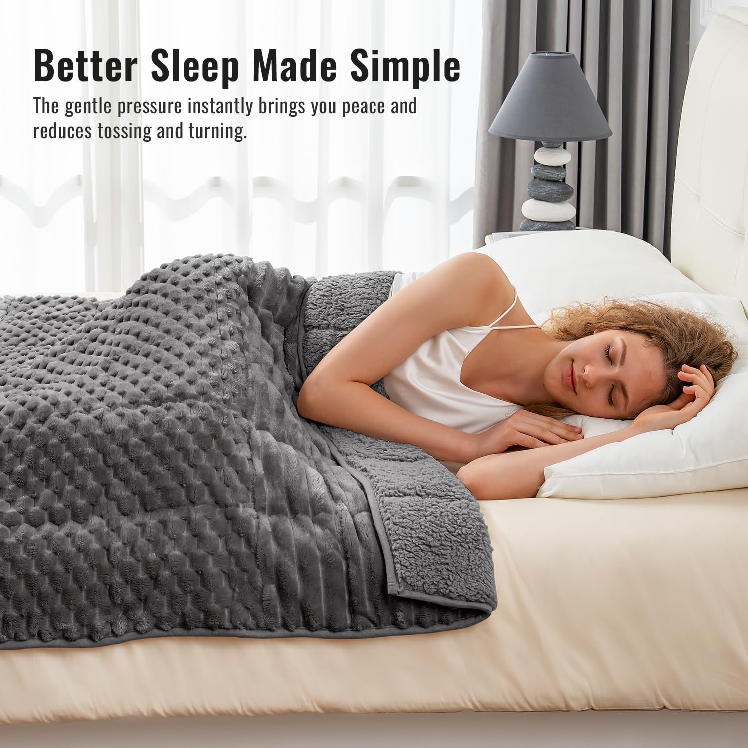 Uttermara Weighted Blanket Queen Size 15lbs 60x80 inches with Soft Plush Fleece, Cozy Warm Sherpa Snuggle Thick Heavy Blanket Great for Sleep and Calming, Grey