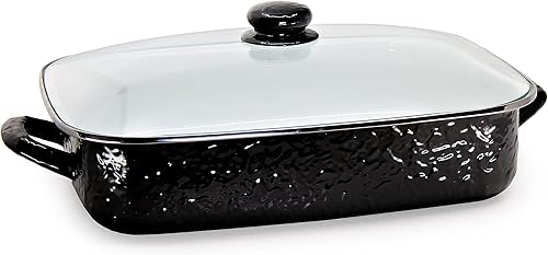 Golden Rabbit Esmalte - Asador de 10.5qt (negro sólido)