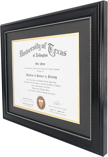 Miniatura 3 de GraduationMall Marco de diploma de 8.5 x 11 pulgadas con paspartú negro sobre dorado o pantalla de documentos de 11 x 14 pulgadas sin paspartú,