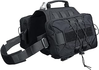 EXCELLENT ELITE SPANKER Dog Pack Hound Dog Saddle Bag Backpack for Travel Camping Hiking Medium & Large Dog with 2 Capacious Side Pockets (Large, Black)