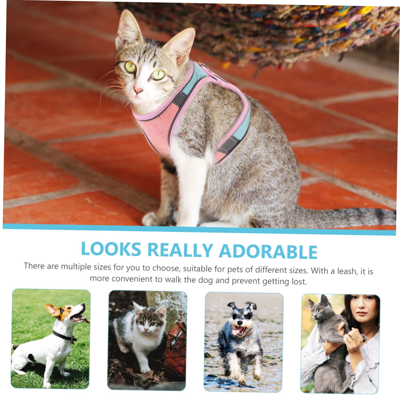 VANZACK 4sätze Adjustable Pet Mit Für Katzen Und Kleine Hunde Ausbruchsicheres Mesh Reflektierend Für Outdoor-aktivitäten Teiliges