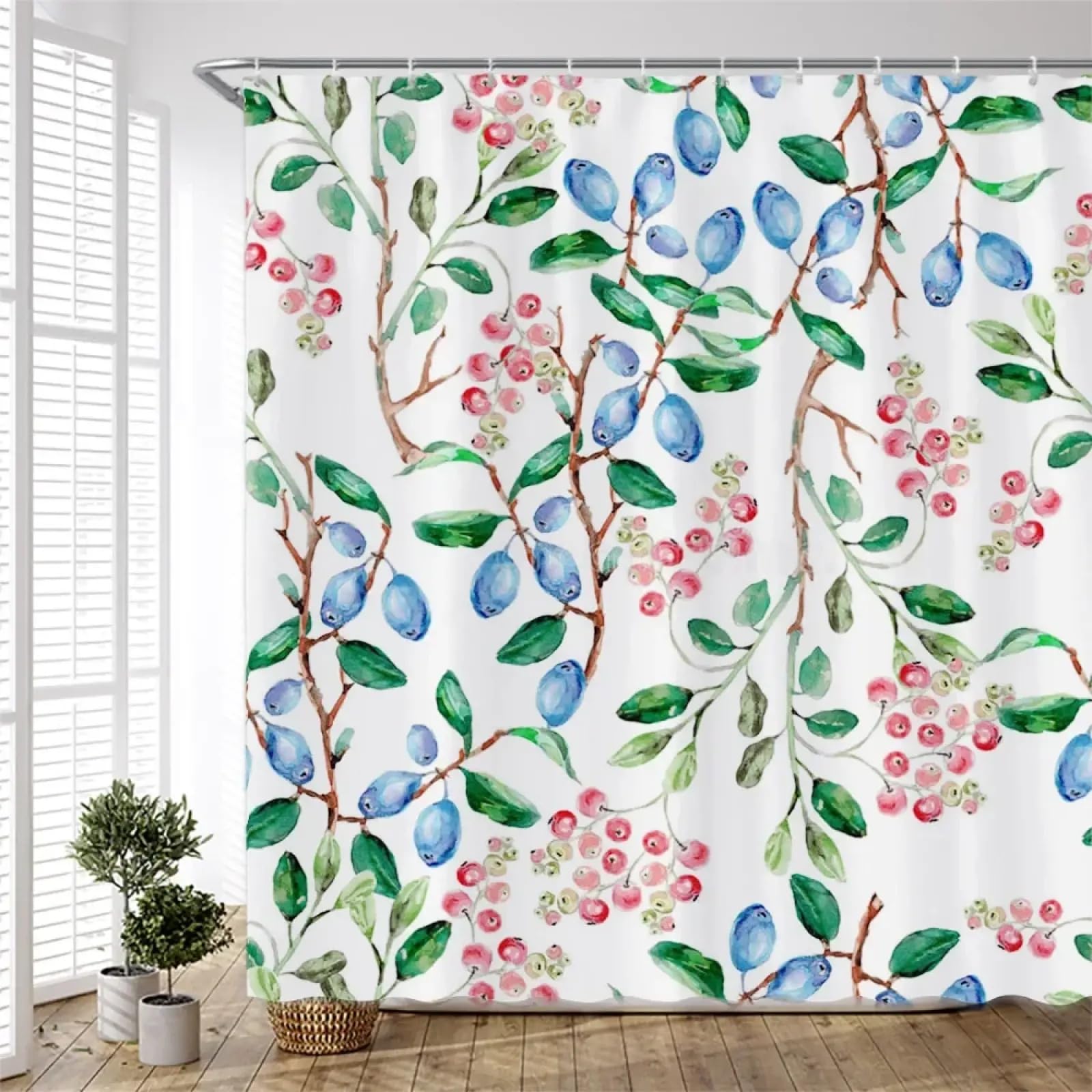 Rideau de douche feuilles colorées crée une ambiance spa nature