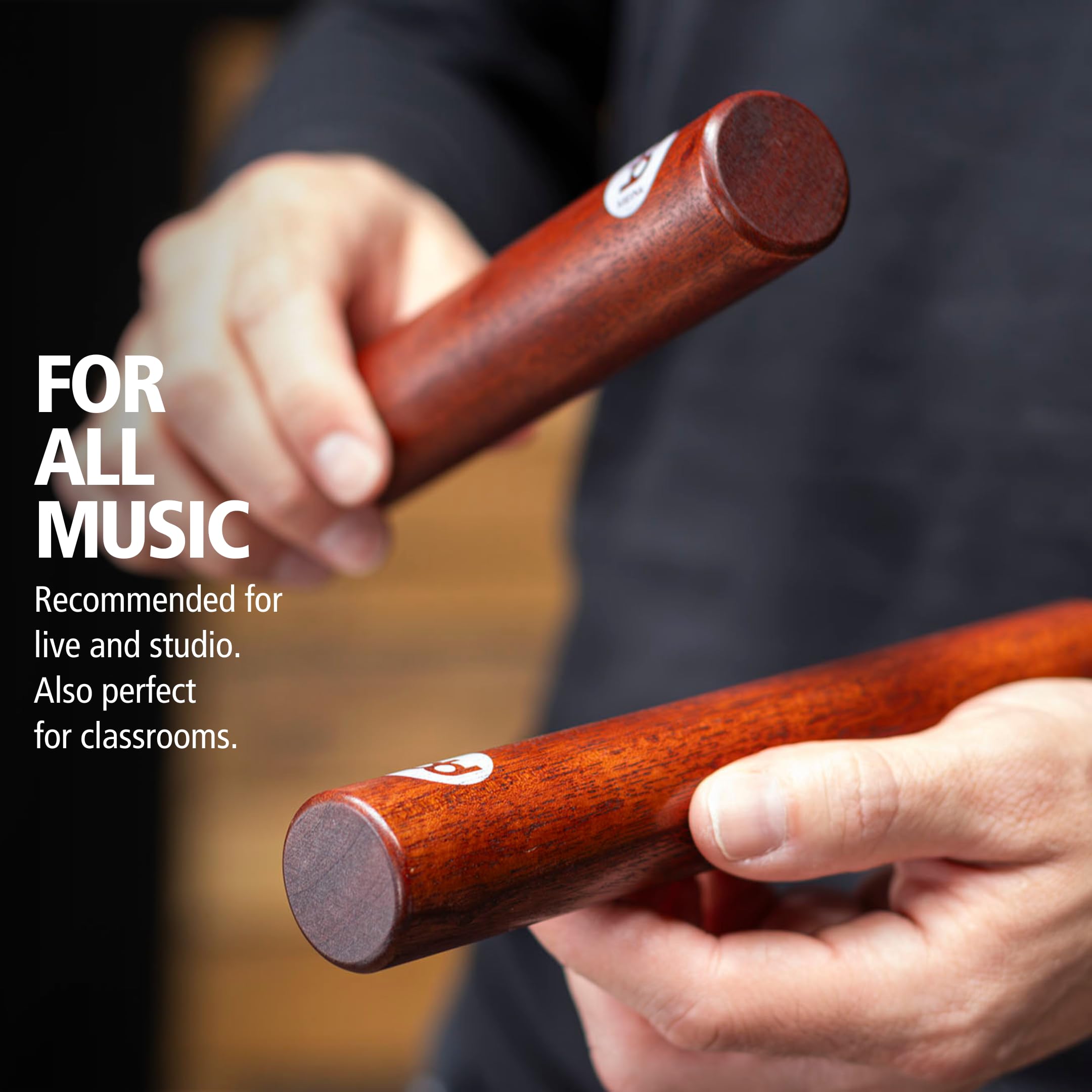 Meinl Percussion Claves Instrument CL4IW - 1 paio di conigli cilindrici in legno, strumento musicale, noce, naturale