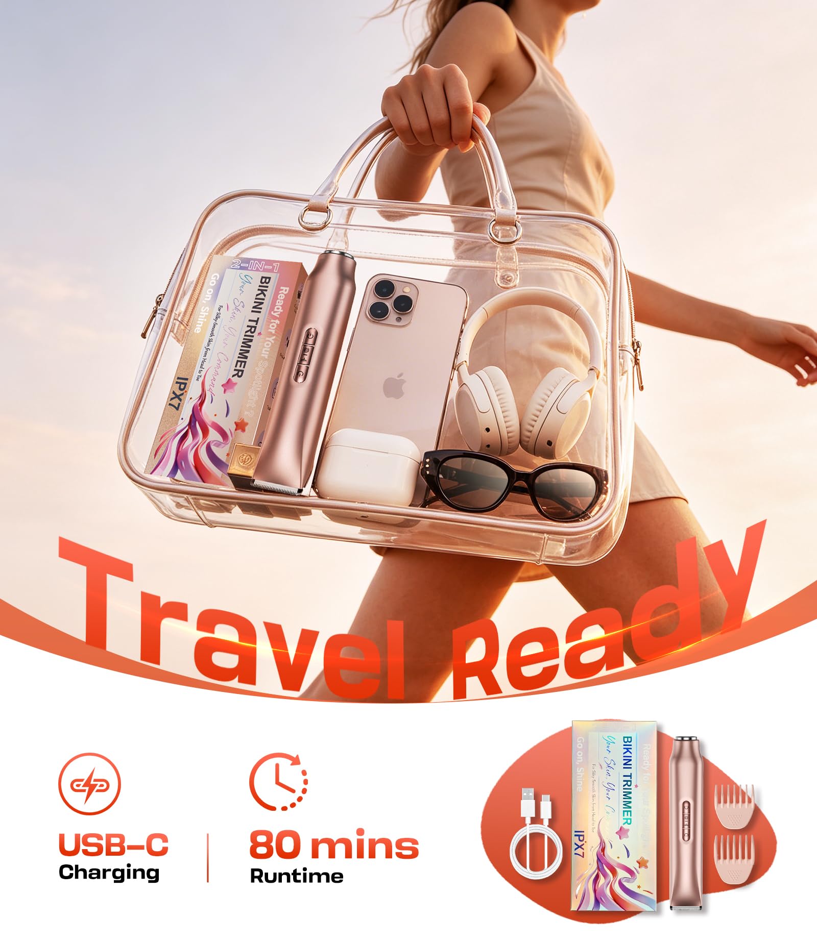 Rasoio da donna 2 in 1 indolore per bikini e rimozione dei peli del viso, rasoio elettrico ricaricabile a secco/umido con indicatore della batteria, portatile per viso, ascelle, gambe e peli pubici