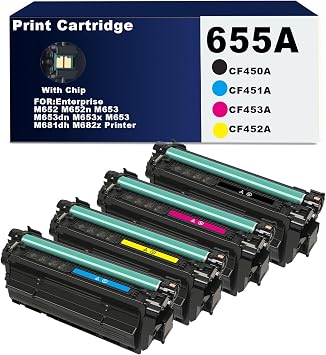 655A Toner Cartridge Compatible HP 655A Toner CF450A CF451A CF452A CF453A for HP Enterprise M652 M652n M653 M653dn M653x M653 MFP M681dh M682z Printer. Black Cyan Magenta Yellow