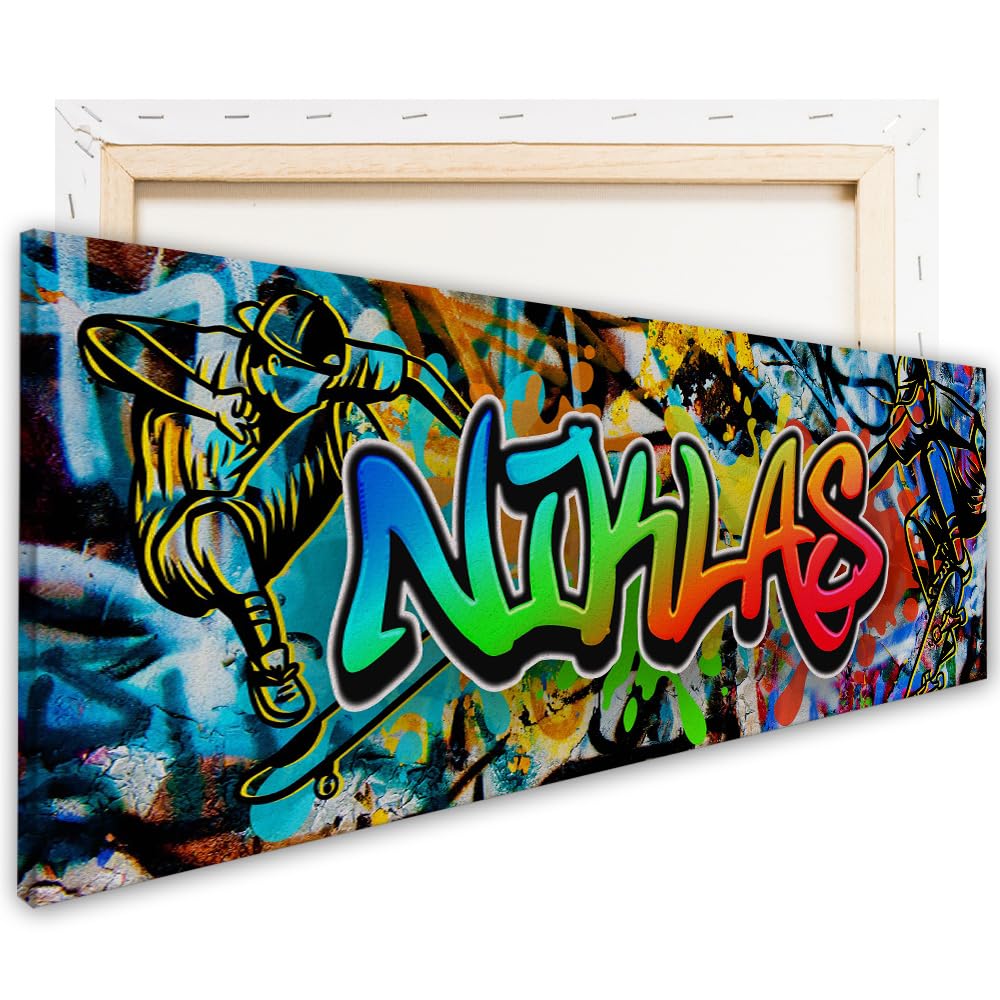 Tjapalo Poster Personnalisé Prénom Graffiti – Affiche Street Art Chambre Ado Garçon, Déco Murale Unique (70x24 Cm)