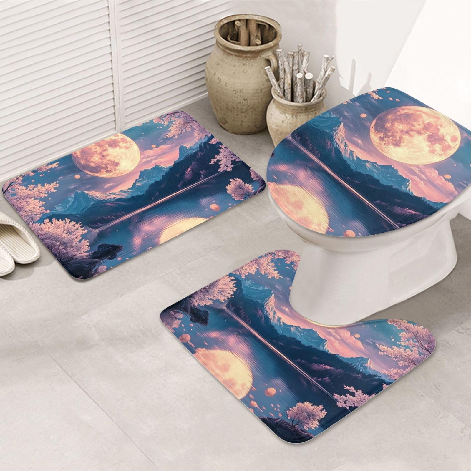 Alfombrilla de baño antideslizante con diseño de luna para transformar su aseo en un spa