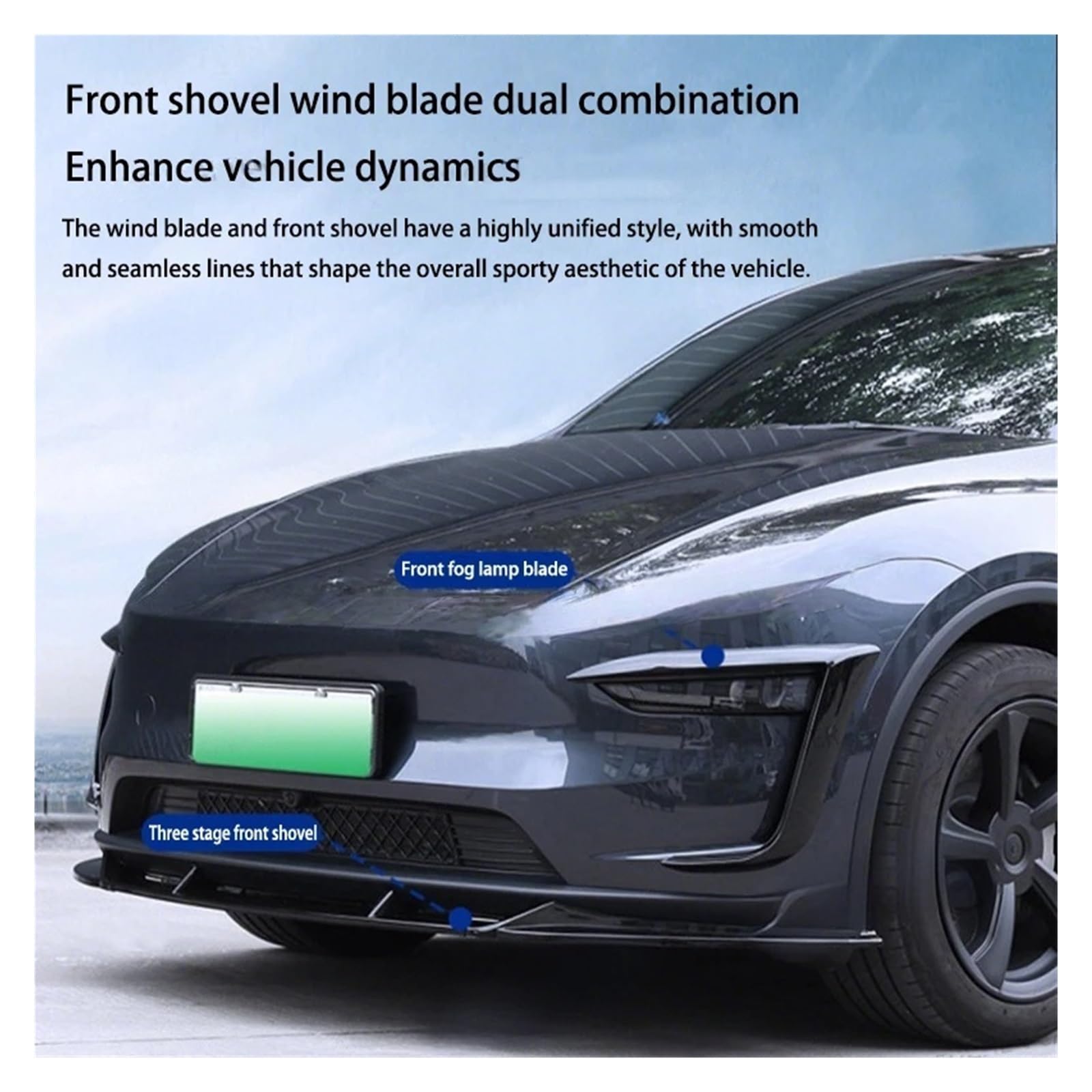 Spoiler Delantero de Coche para Tesla ModelY Juniper 2025 alerón de Cuerpo Parachoques Delantero Dividido anticolisión Labio luz antiniebla Hoja Viento(Front Lip Matte)