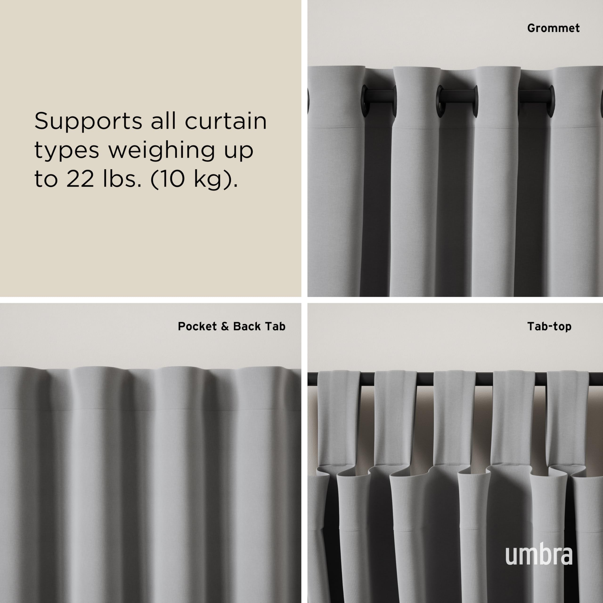 Amazon.co.jp: UMBRA リングレット カーテンロッド 107-305cm マット