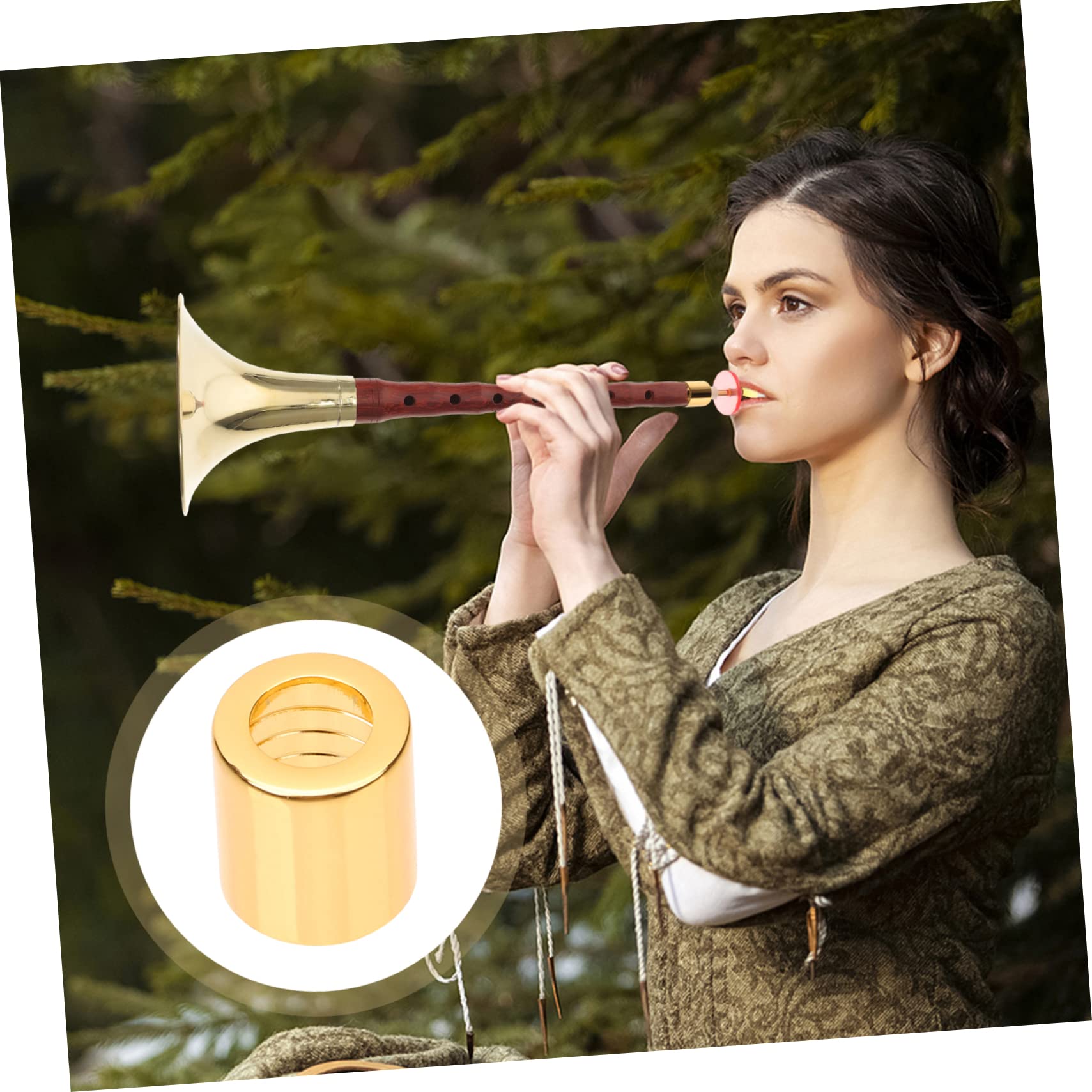 Suona Hoop Horn Connector Pan Flute Fife Instrument Steel Flute for Steel Fife Suona Replacement Metal Part Suona Accessory Replacement Part for Suona Alloy Golden