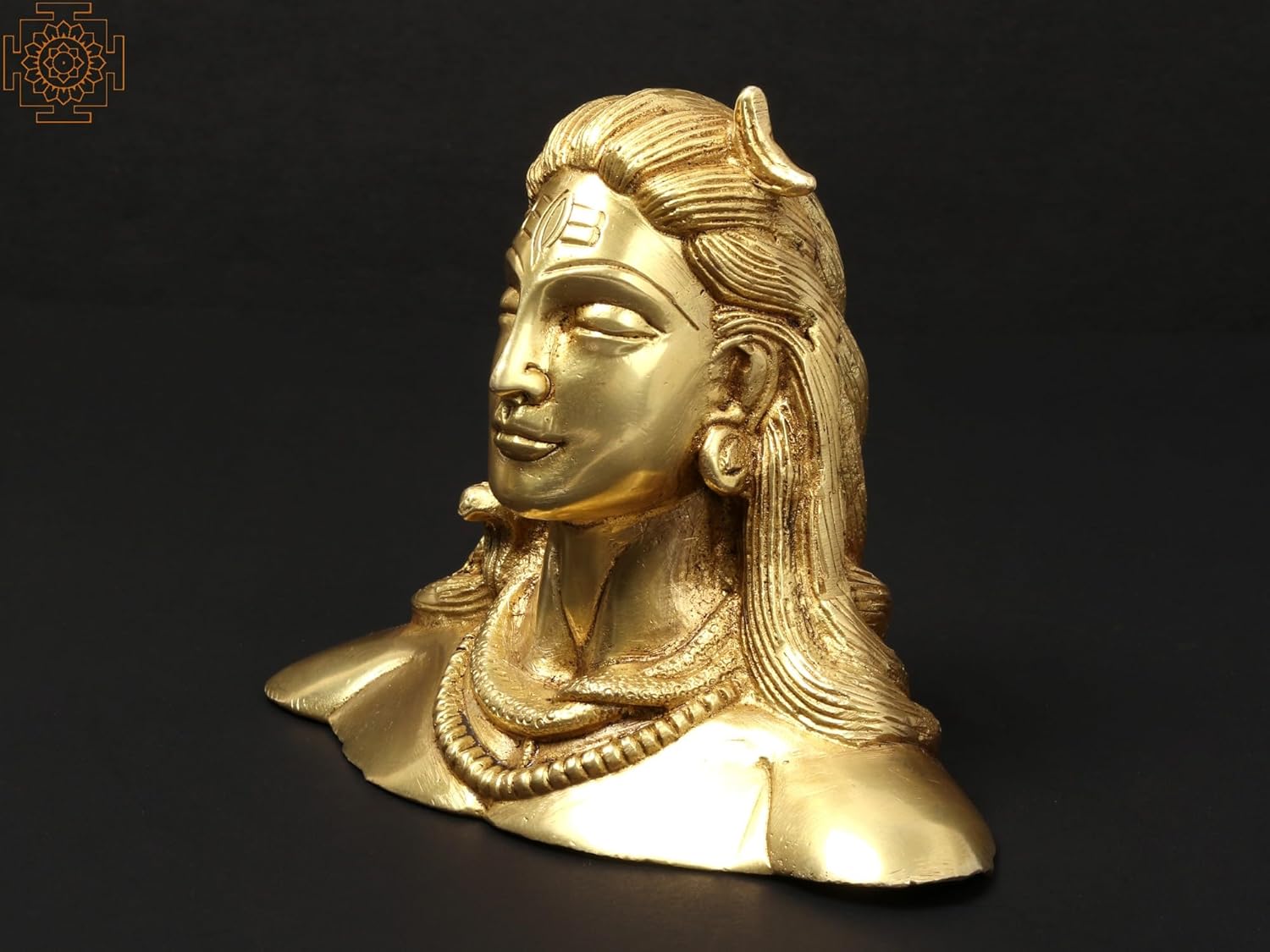 Exotic India 5" Adiyogi Lord Shiva Brass Statue Handcrafted Hindu God for Meditation Room, Yoga Studio and Zen Home Décor