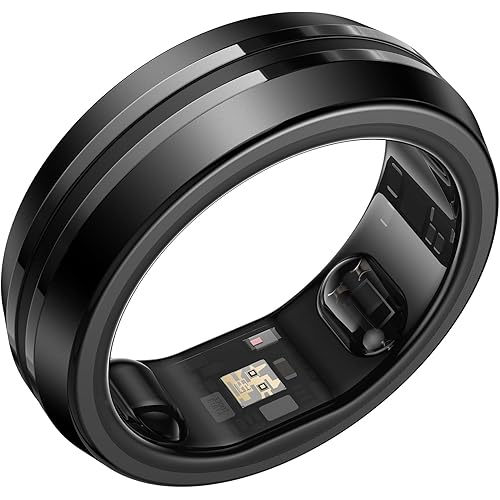 RENPHO Lynx Smart Ring-All Day Sleep & Activity Tracking, Includes Charging Case, Gifts for Men, 7-Day Battery Life, Subscription-Free App for iOS & Android, Size Before You Buy (Black, Size 12)
