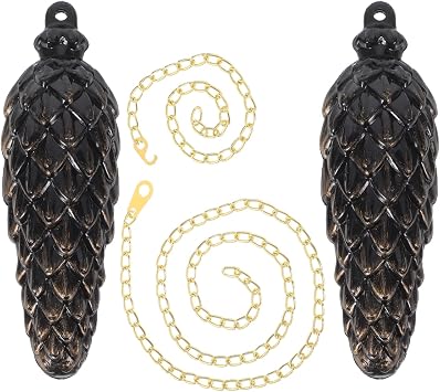 VILLCASE 2-Pack Cuckoo Clock Weights with Chains 18g Vintage Pine Cone Pendulum Set, Restores Antique Musical Movement, Easy-Clean Metal Replacement Parts for Living Room & Office Decor