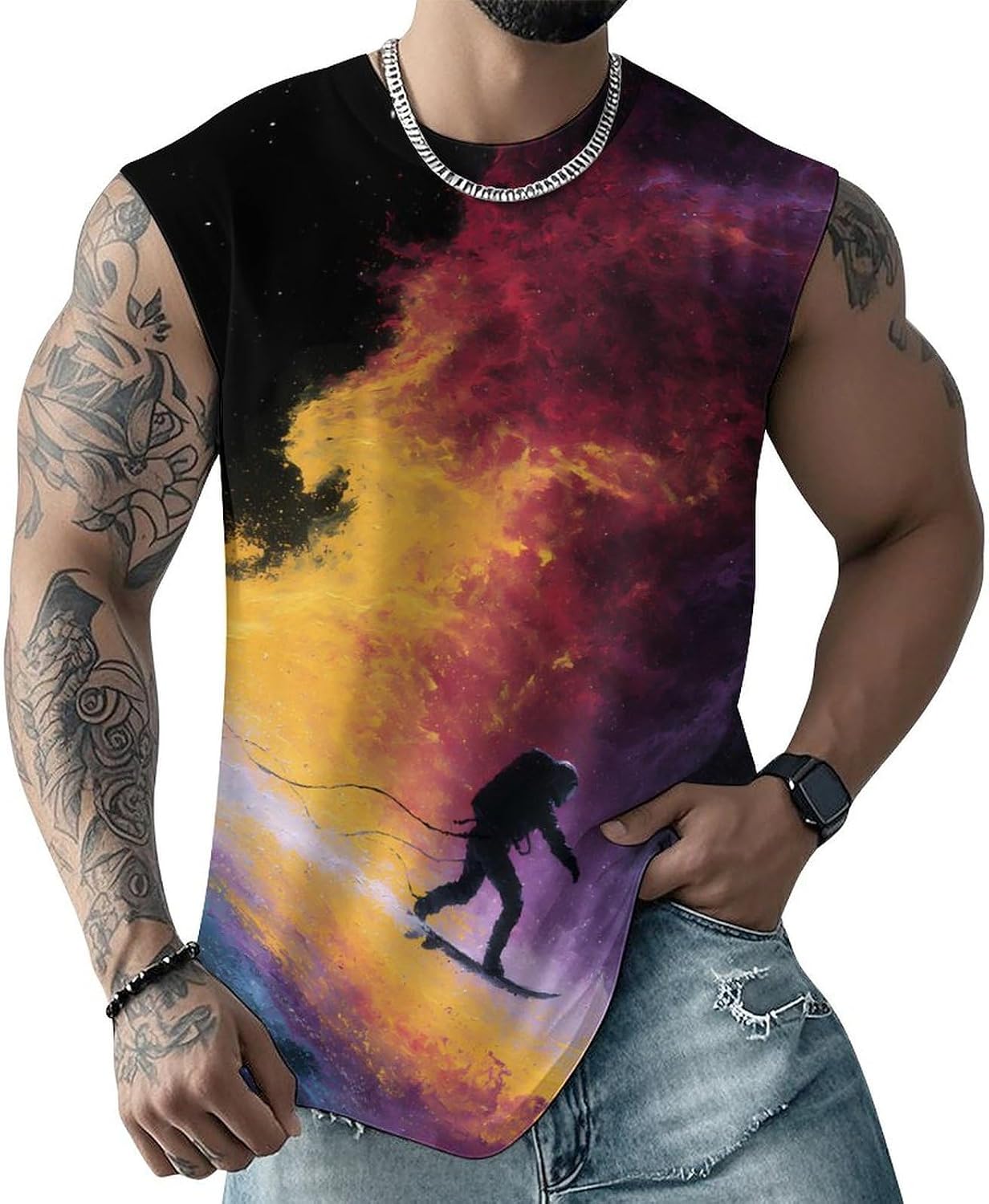 Astronaut Spaces Ski Men's Sleeveless Shirt Small