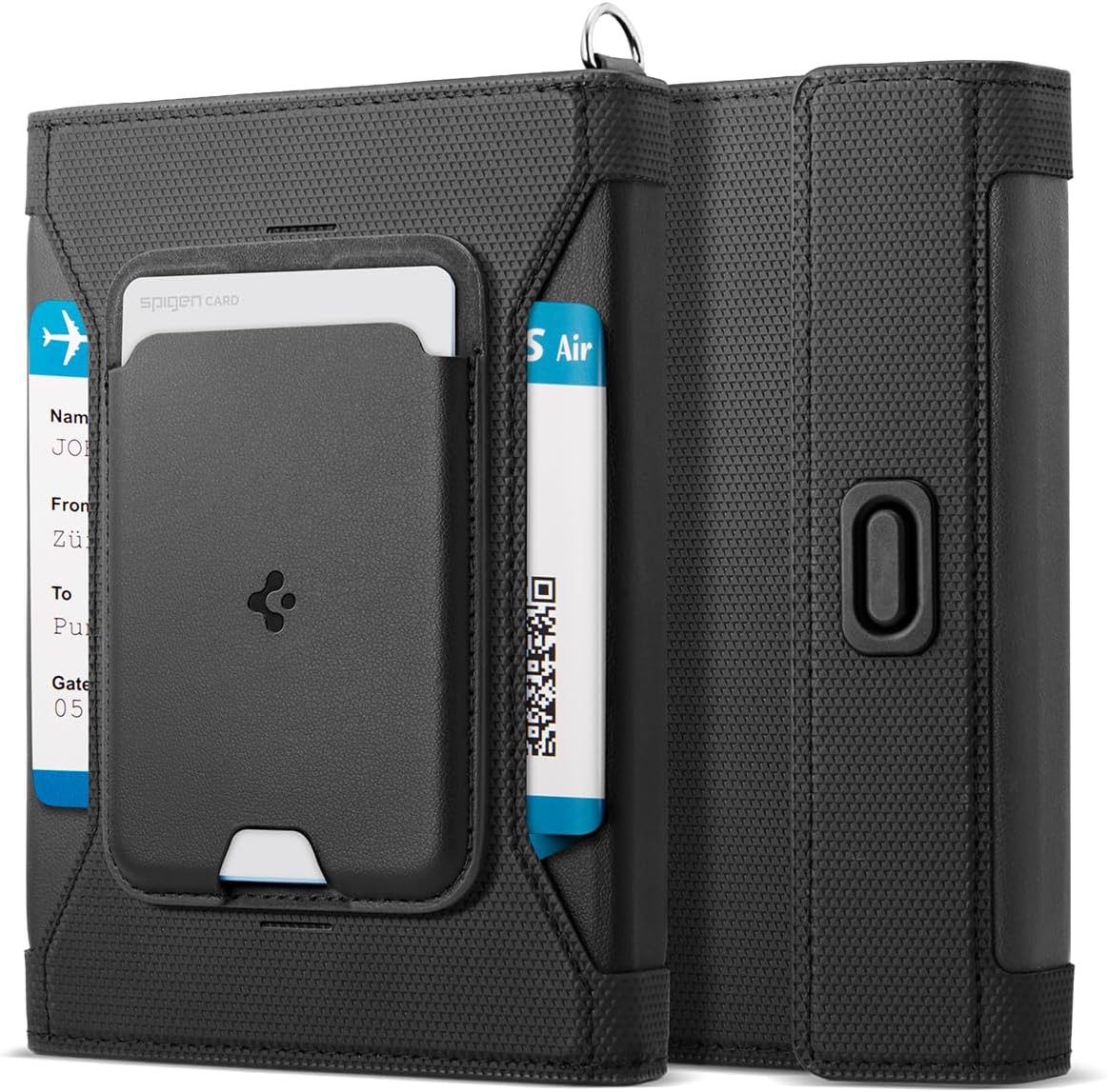 Spigen Life Passport Card Cover Detachable MagSafe Wallet Passport Holder Travel Documents Organizer Protector Travel Accessories with RFID Blocking Technology SIM Card Pin Included - Black