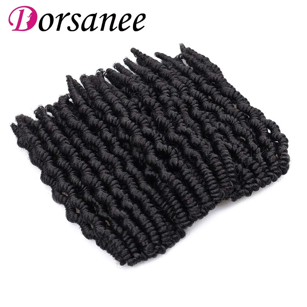 6 Pack Pre-twisted Spring Twist Crochet Braids 8 Inch Pre-looped Passion Twist Hair For Bob Spring Twists Short Curly Fluffy Twist Braiding Hair Extensions (15strands/pack, 1B#)