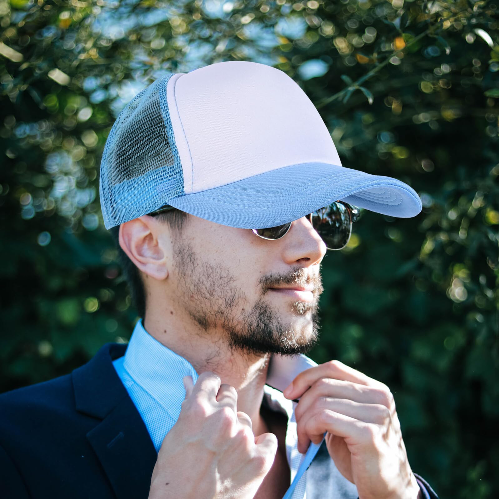 Healvian 10 Gorras de Béisbol de Malla en Blanco de Poliéster Ligeras para Sublimación 10 Piezas Diseño Simple para Manualidades y Actividades al Aire Libre
