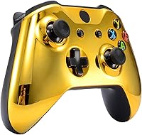 Vista 7 de eXtremeRate Carcasa Superior Dorada Cromada Placa Frontal de Carcasa Delantera Piezas de Repuesto con Panel de Rieles Laterales para Controlador