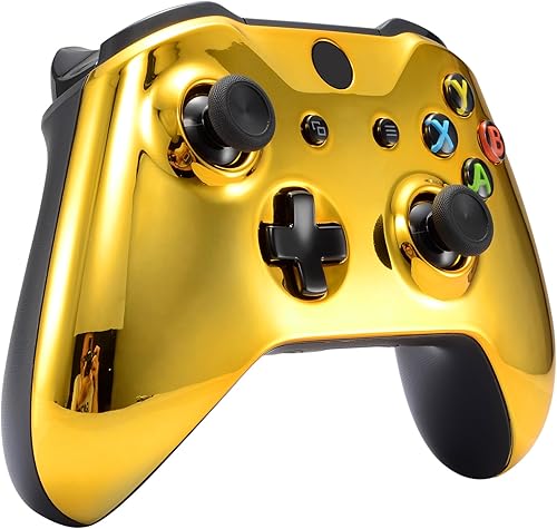 Miniatura 7 de eXtremeRate Carcasa Superior Dorada Cromada Placa Frontal de Carcasa Delantera Piezas de Repuesto con Panel de Rieles Laterales para Controlador