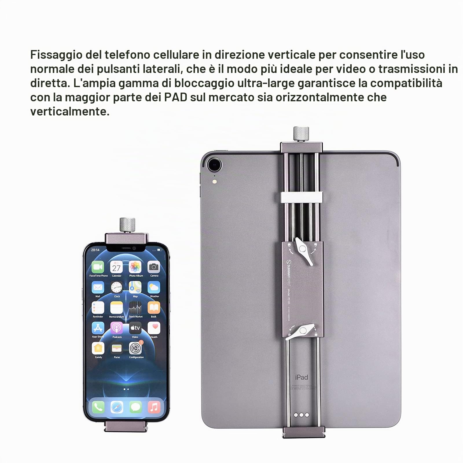 SUNWAYFOTO PC-03 Tablet Laptop Mount Smart Phone Staffa Treppiede Staffa Accessori per Ipad Pro Supporto Arca Swiss Stand Universale
