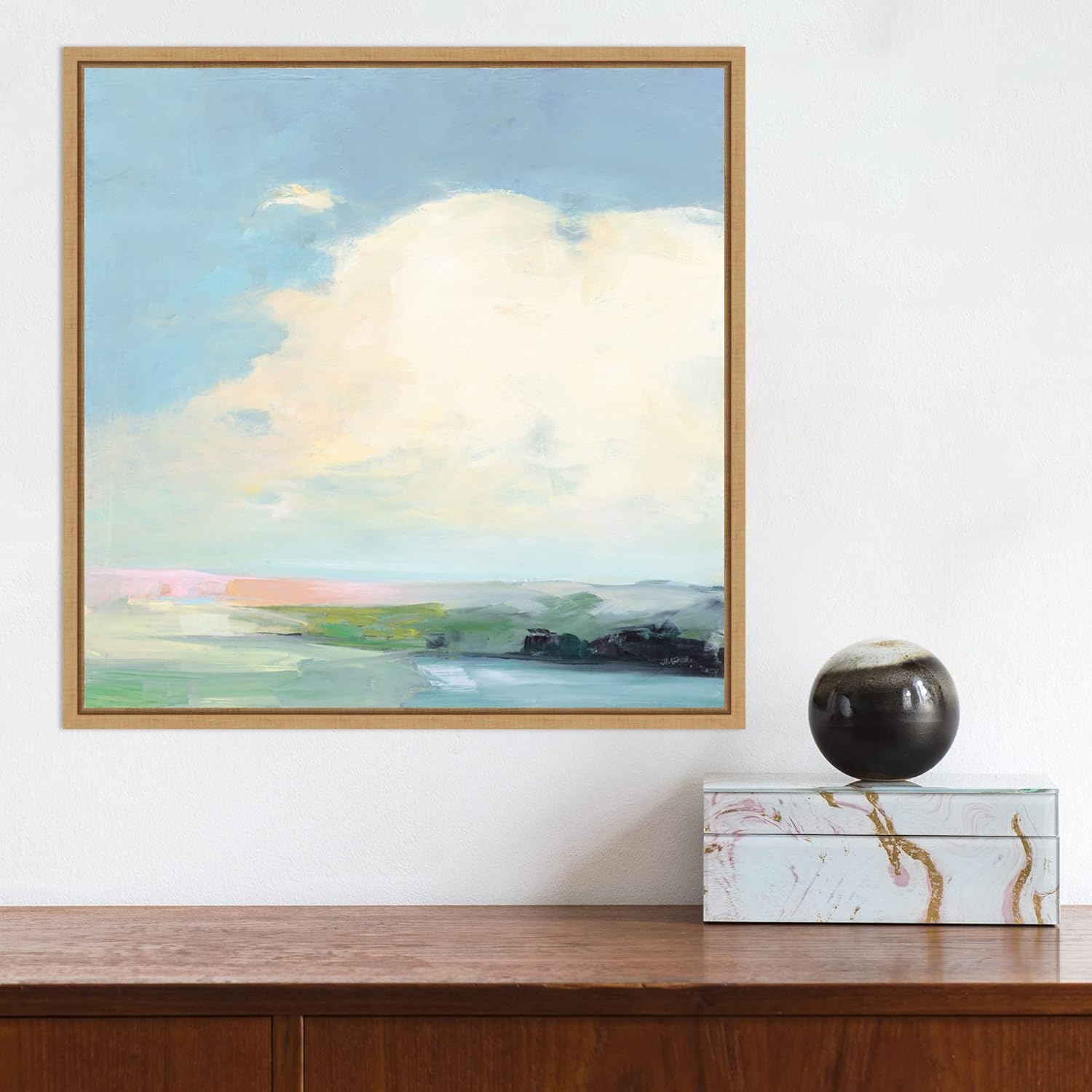 Amanti Art Framed Canvas Wall Art 16x16 Colorful Horizon II Bright by Julia Purinton, Framed Wall Art Canvas, Abstract Artwork, Modern Decor, Small Poster Painting for Living Room, Bedroom, Bathroom,