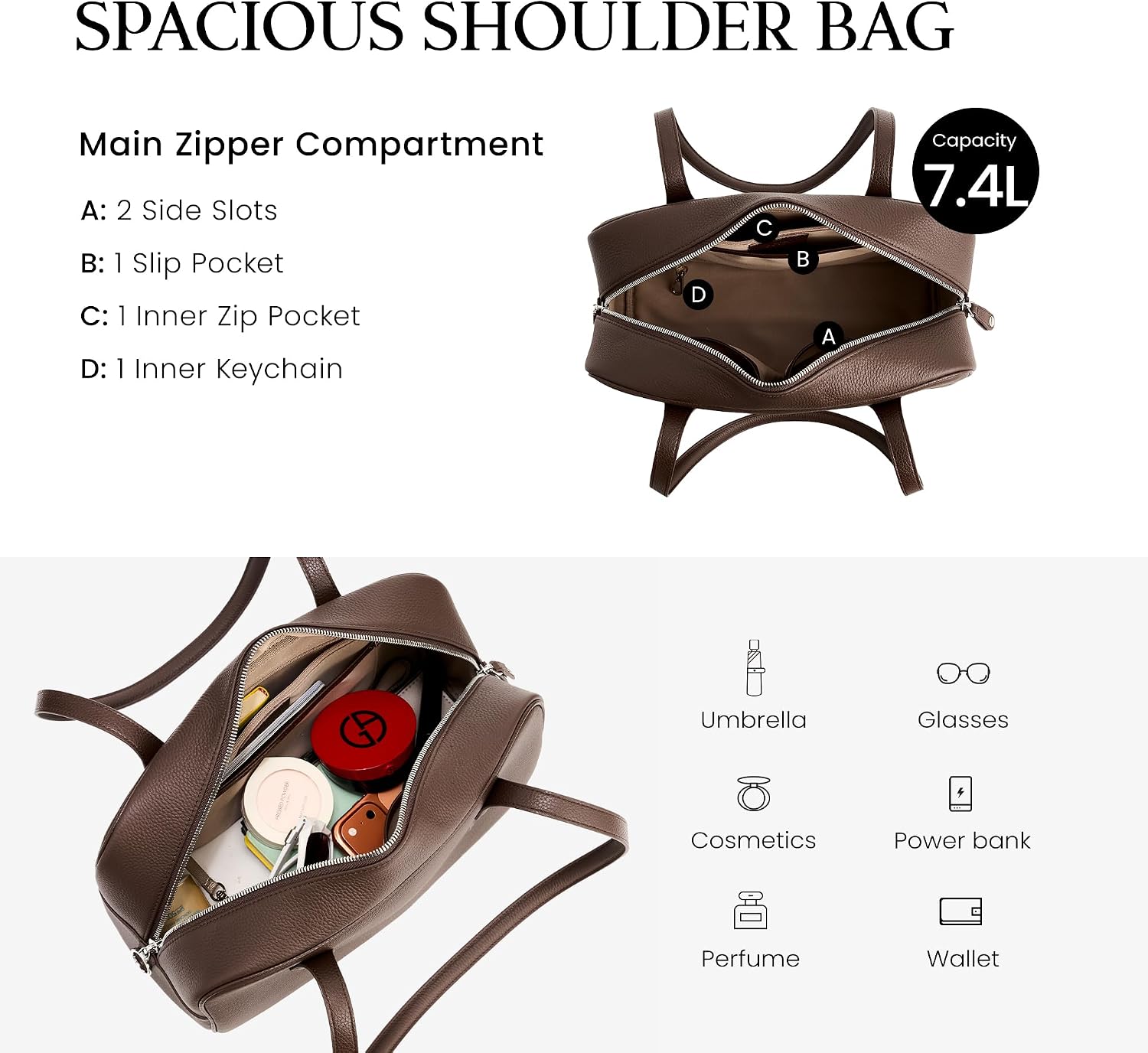 befen Genuine Leather Shoulder Bag for Women Trendy Bowler Bags Purse image 5