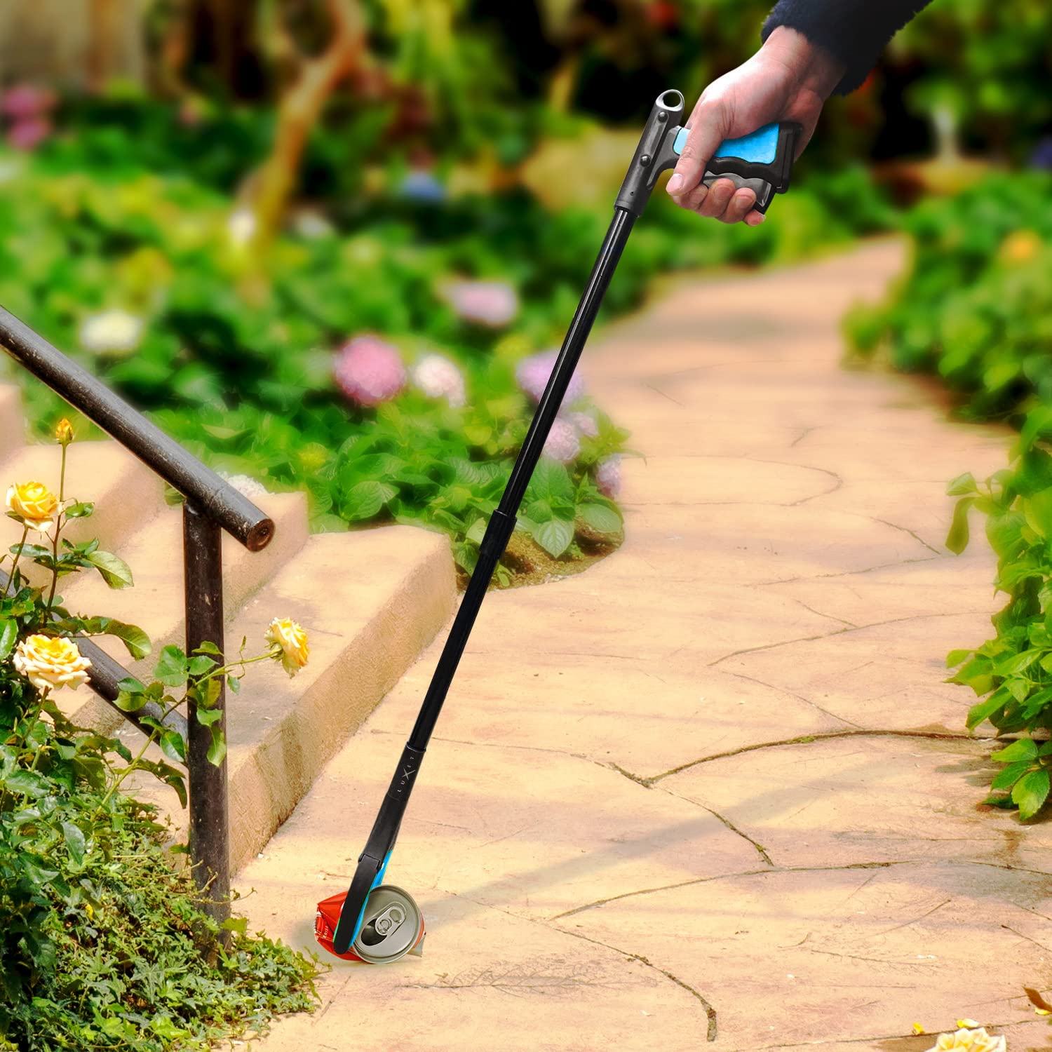 Luxet Greifzange – 2 Stück – Neueste Version lang, 81,3 cm, faltbarer Greifstab, starker Griff, magnetische Spitze, leicht, Müllgreifer, Krallengreifer, Greifwerkzeug, ältere Menschen, Blau