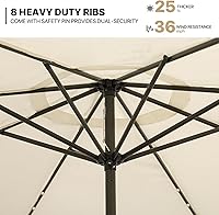 Vista 7 de MoNiBloom Paraguas de 9 pies para exterior, sombrilla de patio con luz LED solar con 8 varillas, sistema de inclinación y manivela de elevación