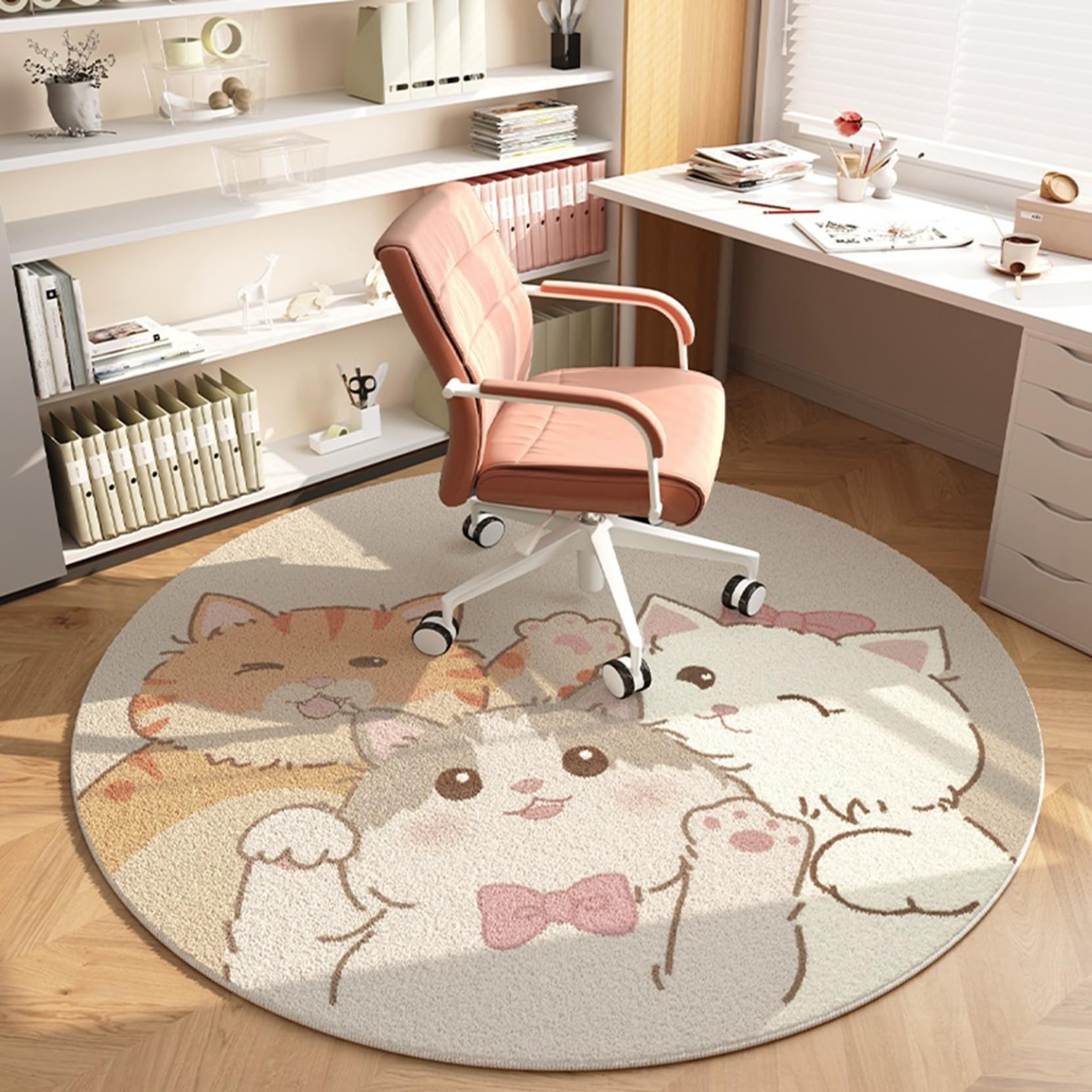 Amazon.co.jp: ゲーミングチェアマット 円形 マット 可愛い動物柄 チェアマット 子供部屋 幼稚園 床保護マット 吸着 床マット 厚い  滑り止め 丸形カーペット フローリングマット 騒音対策 床暖房対応 保育園 家庭用 120*120cm : ホーム＆キッチン チェアマット ゲーミングチェアマット カーペット 子供部屋 ゲーミングカーペット 円形 可愛い 動物柄 床保護マット 大判 厚い ゲ
