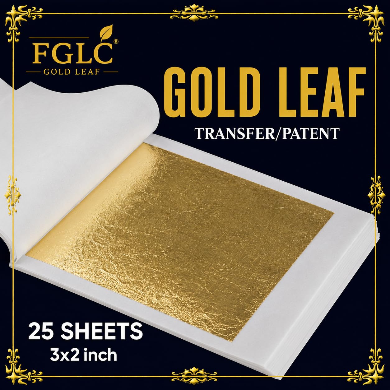 24k Edible Gold Sone ke Vark Size (75MM"x50MM") | 2x3 Inch pack of 10 Gold Leaf Sheets For Indian Sweets Mithai Dessert Cake Confitionary Ice Creams Jain Mandir Worshipper Pooja Anti Aging royal Drink