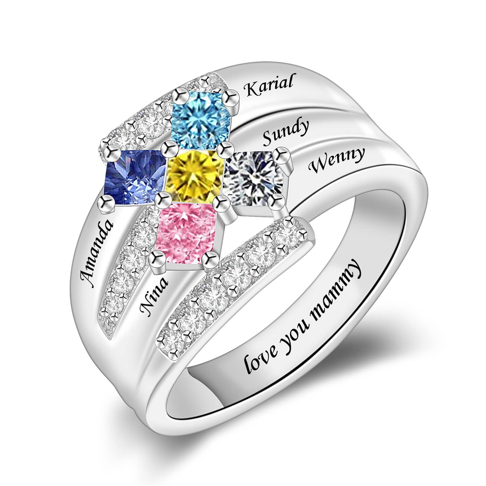 Seecoco Personalized Mothers Ring