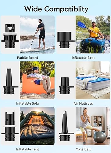 Miniatura 6 de GiveBest Rechargeable Paddle Board Pump, 20 PSI High Pressure and 30% Faster Dual Stage SUP Air Pump with Auto-Off, 3x4500MAH, Inflation and