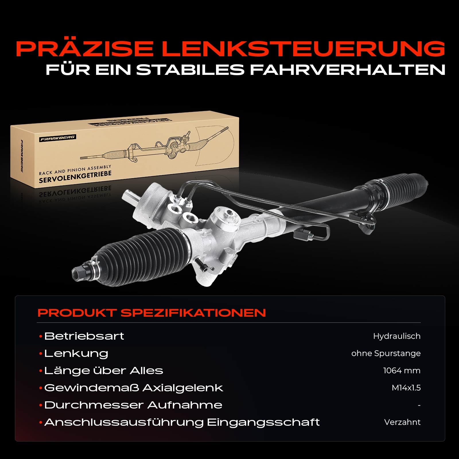 Frankberg Lenkgetriebe Servolenkgetriebe Hydraulisch für Linkslenker Kompatibel mit A6 4B2 C5 1.8L-4.2L 1997-2005 A6 Avant 4B C5 1.8L-4.2L 1997-2005 A6 Avant 4B5 C5 1.9L 1998-2001 Replace# 4B1422066F