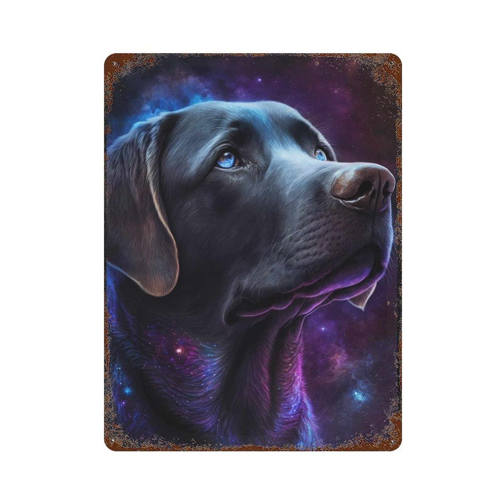 Garage Style Cosmic Labrador Art Print-3 Distressed Metal Wall Sign 15.7"x11.8", Rustic Home Decor for Bar And Workshop