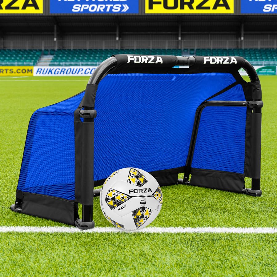 FORZA POD Goal - PRO ALU50 Folding Football Goal | Fold-Away & Freestanding Target Goals | Carry Bag Included - Multiple Sizes & Colours (Electric Blue, 3ft x 2ft)