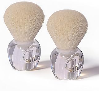 2Pcs Nail Dust Brush Set for Nail Techs, Soft Kabuki Bristles with Transparent Ergonomic Anti-Slip Base, Professional Manicure Dust Remover for Acrylic Nails, Dual Use as Makeup Brush