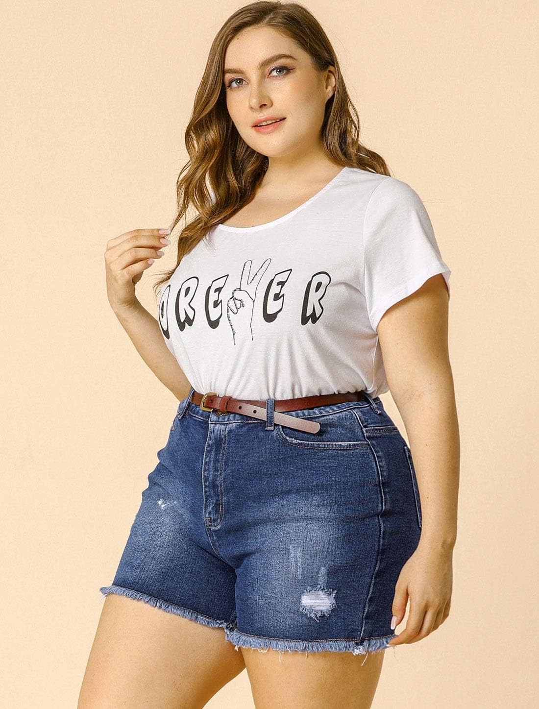 Agnes Orinda Women's High Waisted Ripped Stretchy Plus Size Denim Hot Short Summer Jean Shorts