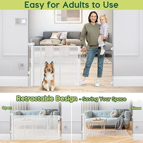 Miniatura 5 de Puertas retráctiles reforzadas de 55 pulgadas de ancho para puertas para evitar que se arrastren por debajo, puerta retráctil al aire libre, puertas