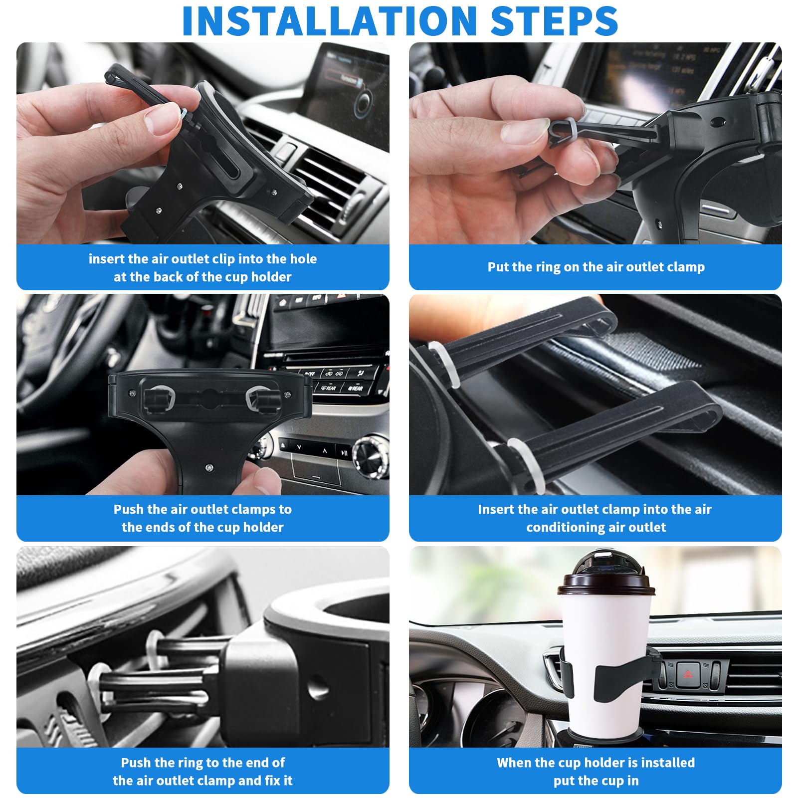 2 Pcs Portavasos Coche, Portavasos Coche Ajustable Universal, Multifuncional Portavasos para Automóvil, Soporte para Tazas En El Coche,para Botella,Latas De Bebidas,Tazas Termo, Cenicero