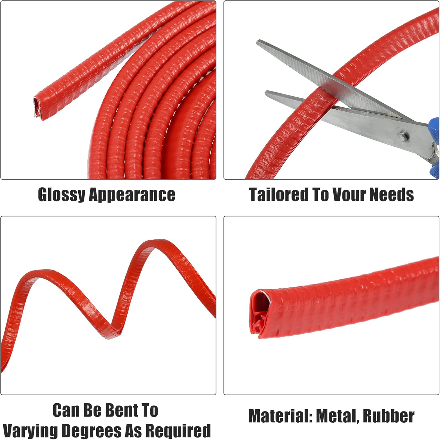 X AUTOHAUX 65.6ft 20m Length Car Door Edge Guards Protector Scratch Proof Trim Body Strip U Shape for SUV Rearview Mirror Bumper Window Edge Guards Red