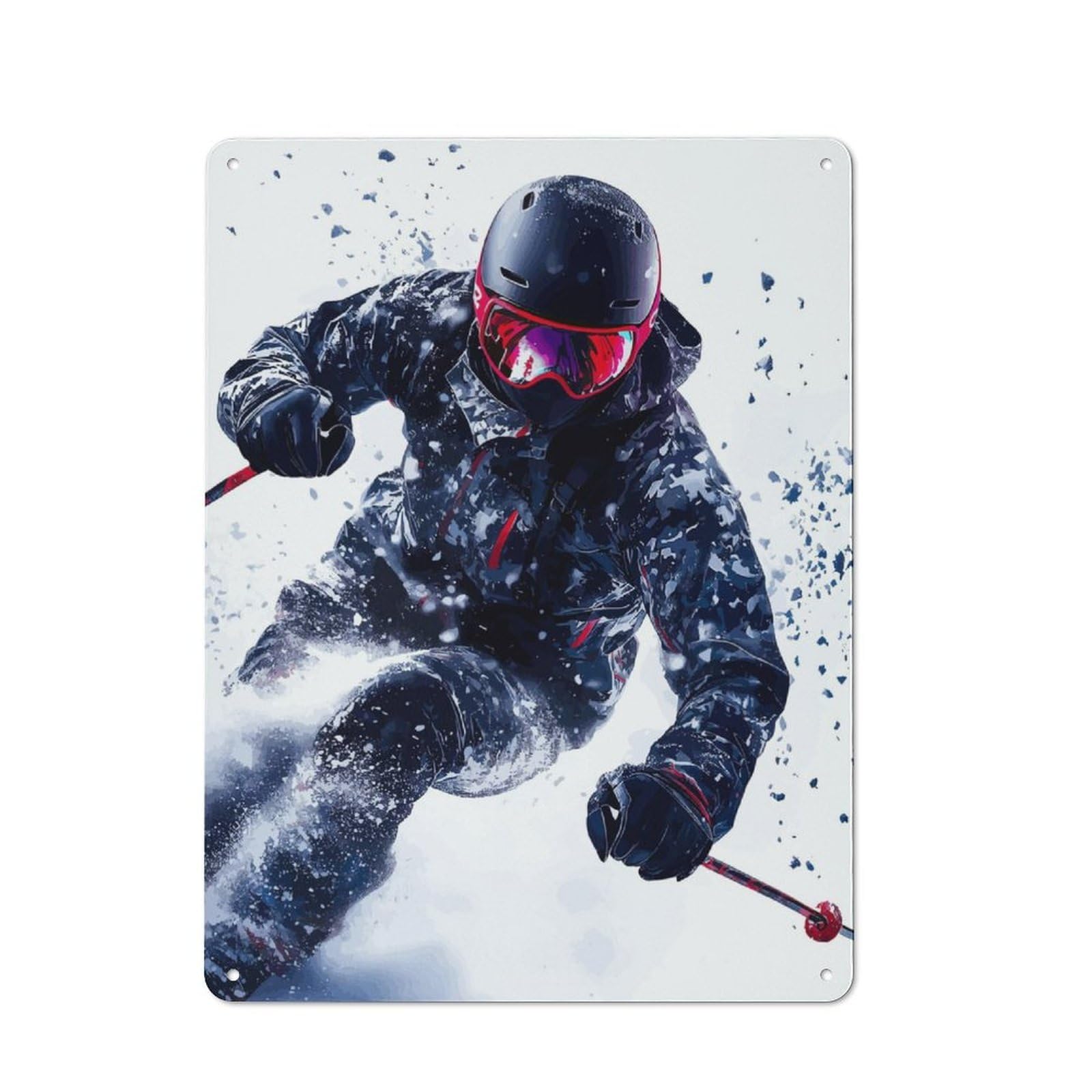 Junmoney Skier In Action Metal Plaque 40X30cm With For Garage Wall, Retro Decor, For Garage Decor Collectors Refreshing A Room In Autumn
