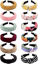 VELSCRUN 12 Pcs Knotted Headbands For Women Wide Headbands Knot Turban Headband Hair Band Elastic Hair Accessories For Women,Multi