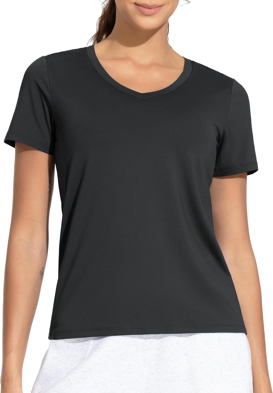 THE GYM PEOPLE Women's V-Neck Workout Shirts Short Sleeve Breathable Basic Yoga Athletic T-Shirts - Image 2